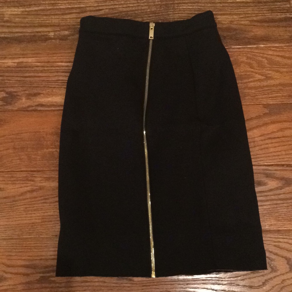 Reiss black skirt with gold zipper